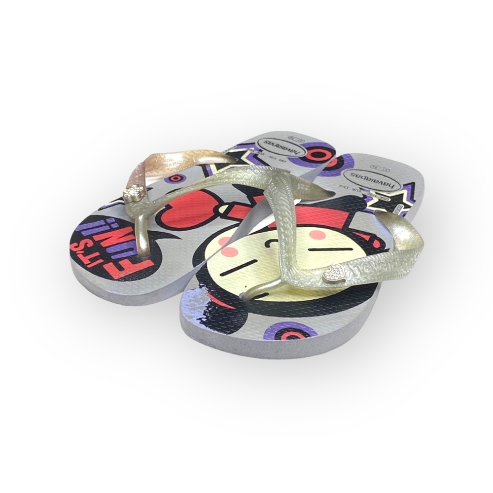 Havaianas x VOOZ ☼ Thong Flip Flop Sandals ☼ Decorative Crystalized Studs ☼ Grey - Picture 8 of 16